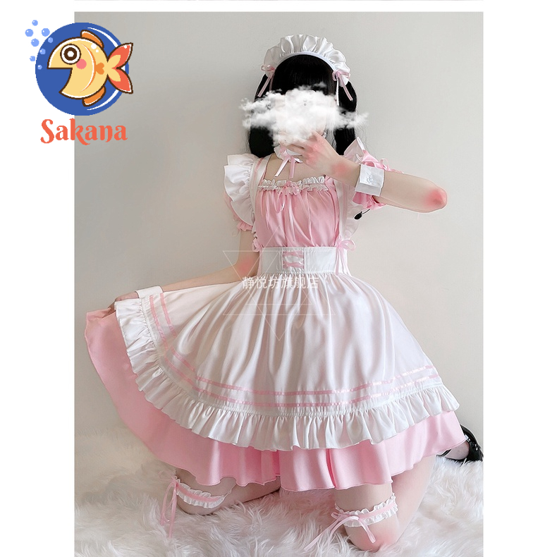 Trang phục hầu gái maid hồng - cosplay/ halloween/ lễ hội/ Nhật Bản Sakana Cosplay Shop