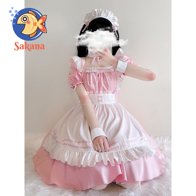 Trang phục hầu gái maid hồng - cosplay/ halloween/ lễ hội/ Nhật Bản Sakana Cosplay Shop