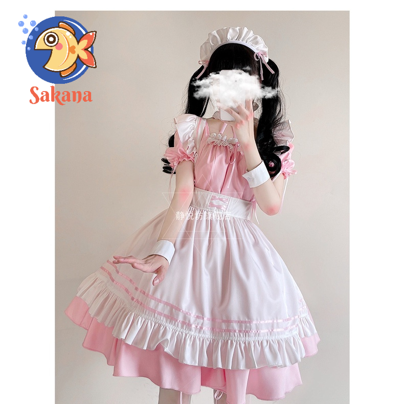 Trang phục hầu gái maid hồng - cosplay/ halloween/ lễ hội/ Nhật Bản Sakana Cosplay Shop