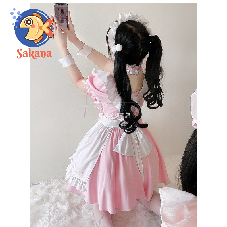 Trang phục hầu gái maid hồng - cosplay/ halloween/ lễ hội/ Nhật Bản Sakana Cosplay Shop