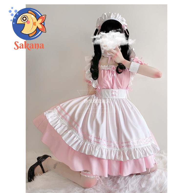 Trang phục hầu gái maid hồng - cosplay/ halloween/ lễ hội/ Nhật Bản Sakana Cosplay Shop