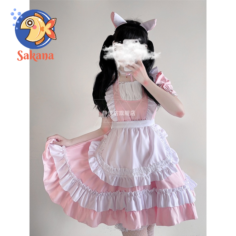 Trang phục hầu gái maid hồng - cosplay/ halloween/ lễ hội/ Nhật Bản Sakana Cosplay Shop