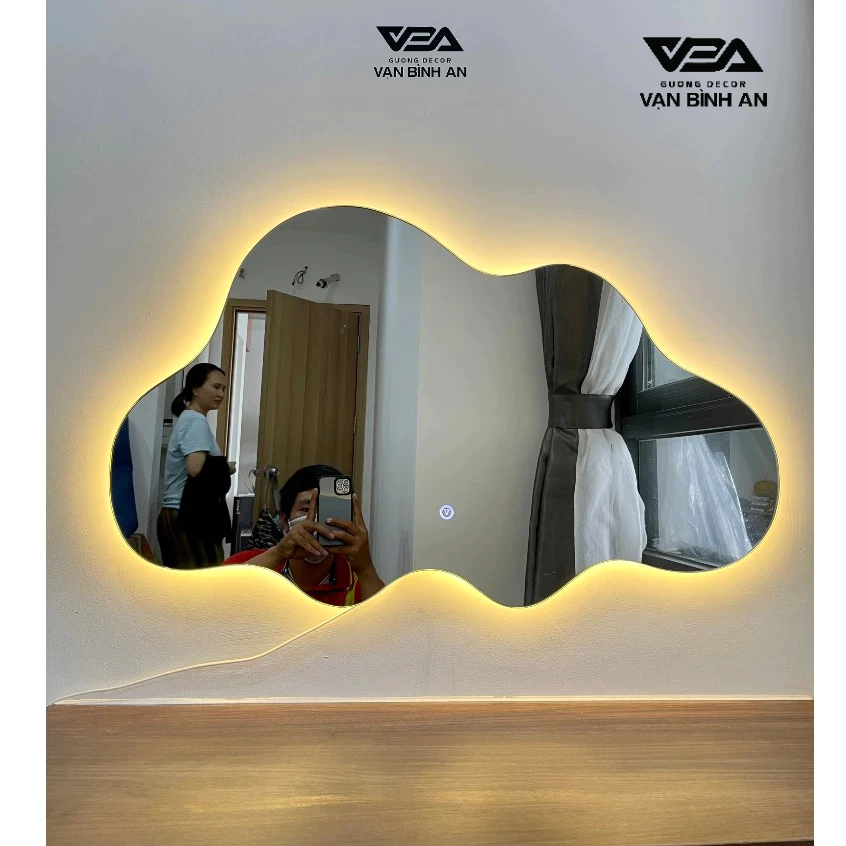 Đi tỉnh Gương cao cấp Vạn Bình An 5mm -Gương Đám Mây treo trường Tặng full phụ kiện treo cắt gương theo kích thước