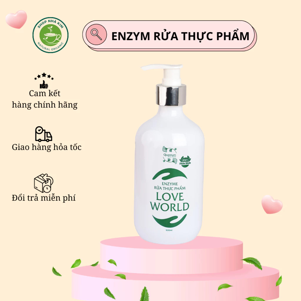 ENZYME RỬA THỰC PHẨM LOVE WORLD Rửa Sạch - Giữ Độ Tươi Rau Củ Quả - Ngừa Khuẩn - An Toàn 100% Thiên Nhiên (Chai 500ml)