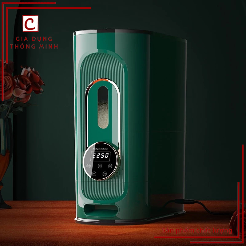 thùng đựng gạo thông minh thiết kế sang trọng, hộp đựng gạo chất liệu nhựa ABS chắc chắn dung tích chứa 10kg gạo
