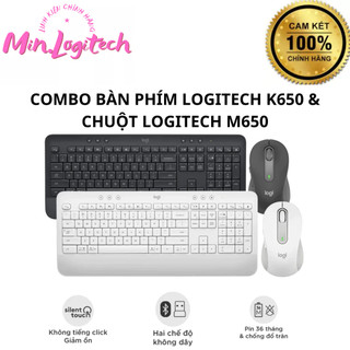 Combo bàn phím logitech k650 & chuột logitech m650 - bluetooth, usb bolt - màu than chì/ trắng - sản phẩm chính hãng