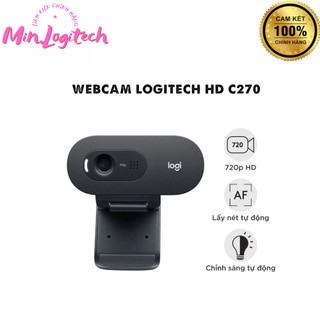Webcam logitech c270 720p hd - góc cam 55o, mic giảm ồn, tự chỉnh sáng - sản phẩm chính hãng