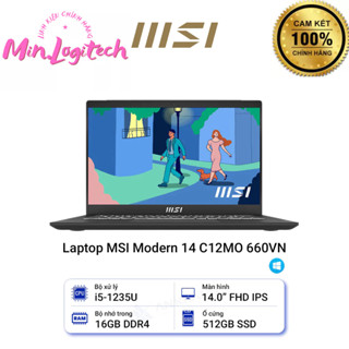 Laptop MSI Modern 14 C12MO-660VN (Intel Core i5-1235U | 16GB | 512GB | Intel Iris Xe | 14 inch FHD | Win 11 | Đen)