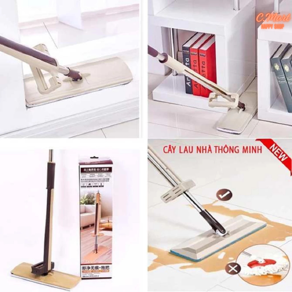 [C.Mart] CHỔI LAU NHÀ XOAY  360° - CÂY LAU NHÀ TỰ VẮT THÔNG MINH - TẶNG KÈM BÔNG LAU