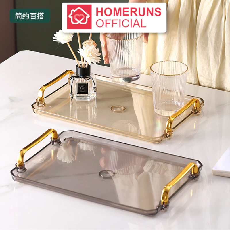 Khay úp ly, úp cốc dùng để trang trí chữ nhật chất liệu Mika trong suốt phong cách sang trọng - Homeruns