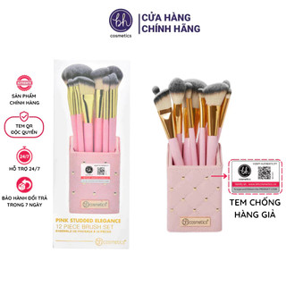 Bộ cọ BH Cosmetics Pink Studded Elegance 12 Piece Brush Set With Holder