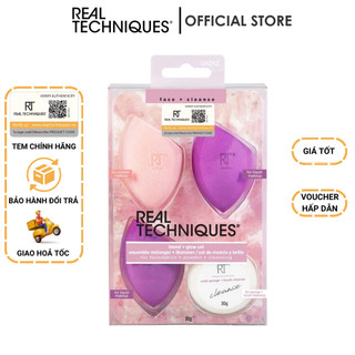 Bộ 3 bông mút và xà bông vệ sinh Real Techniques blend and glow set