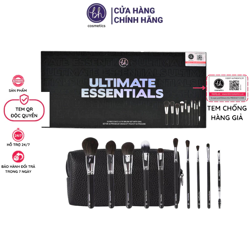 Bộ Cọ Trang Điểm 10 Cây Kèm Túi Đựng BH Cosmetics Ultimate Essentials