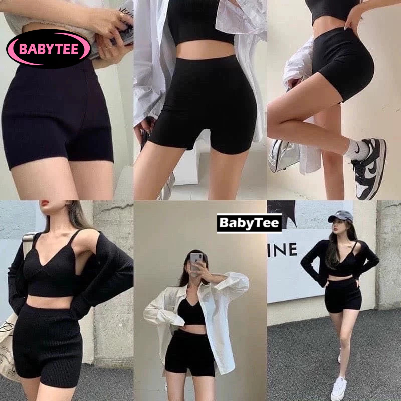 Quần BIKER SHORT Nữ Tập Gym, Yoga BABYTEE, Quần Nâng Mông Siêu Ôm Vải Co Giãn chất gân đẹp