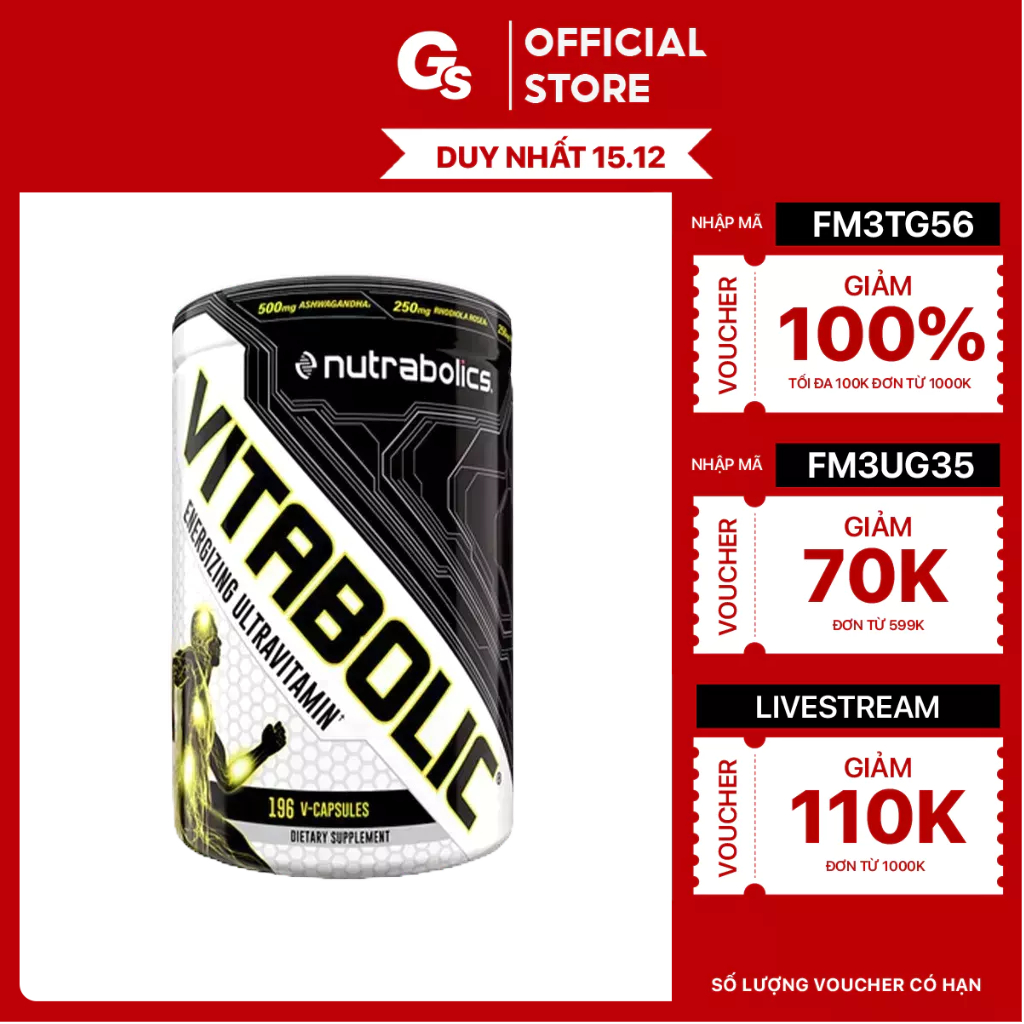 Viên uống tổng hợp Nutrabolics Vitabolic Energizing Ultravitamin (196 viên) nhập khẩu Canada - Gymstore bảo vệ sức khỏe
