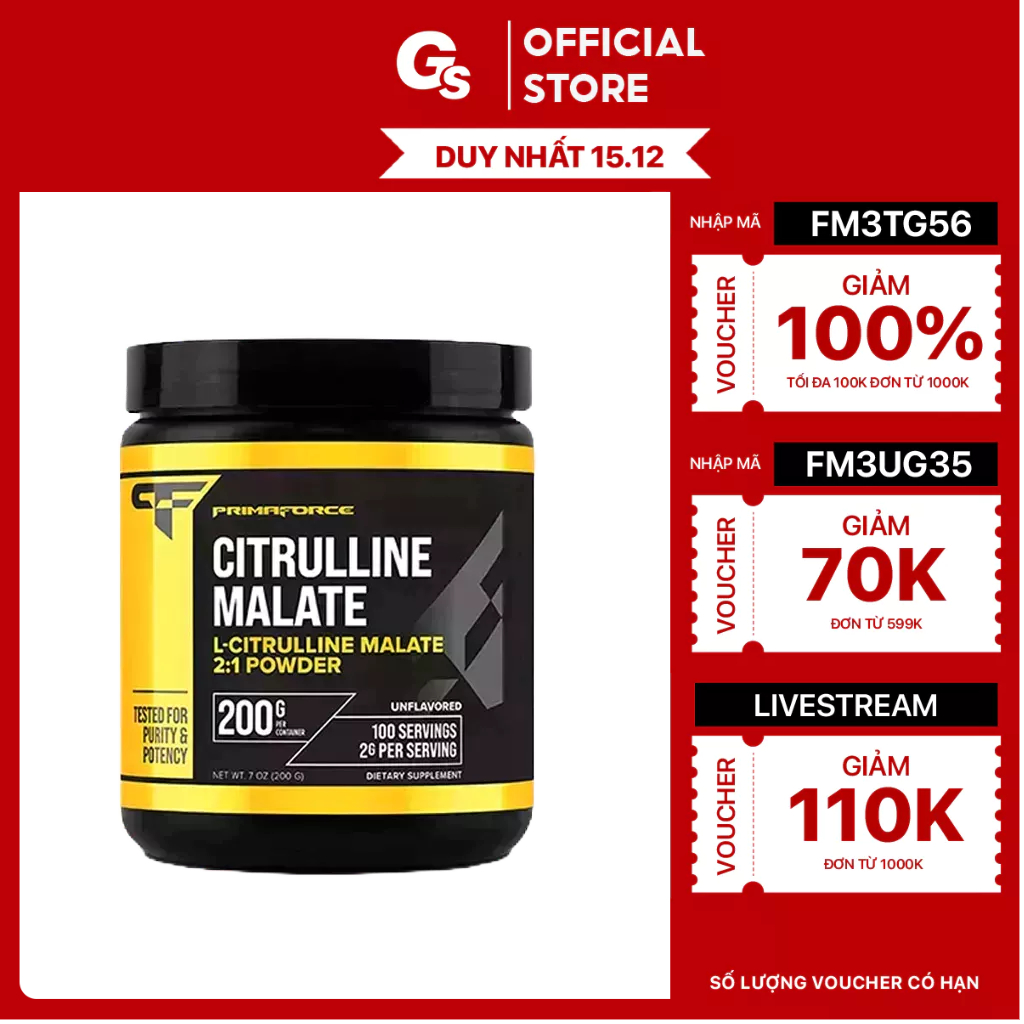 Bột tăng cơ bắp PrimaForce Citrulline Malate nhập khẩu Mỹ - Gymstore