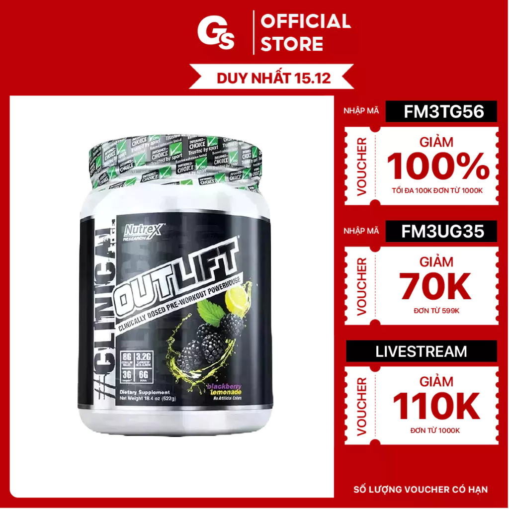 Sữa tăng sức mạnh Nutrex Outlift 20 Servings (518g) nhập khẩu Mỹ - Gymstore tăng sức bền, năng lượng hiệu suất luyện tập