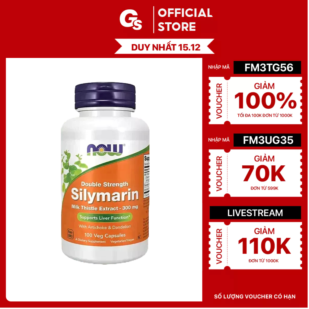 Viên uống Now Silymarin Milk Thistle Extract 300mg - Hỗ trợ bảo vệ gan nhập khẩu Mỹ- Gymstore