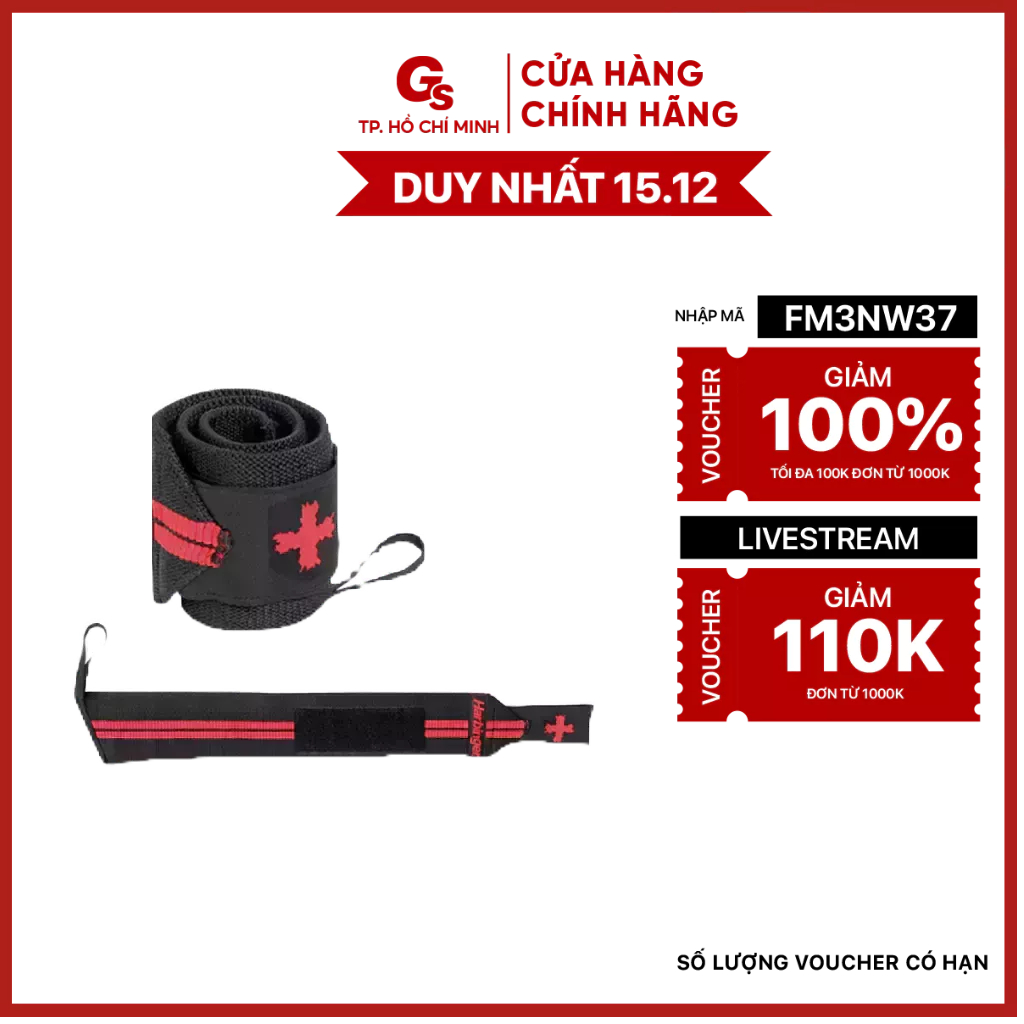 Dây quấn cổ tay Harbinger Red Line Wrist Wrap, 18 Inch - Gymstore giúp cố định cổ tay, co giãn tốt
