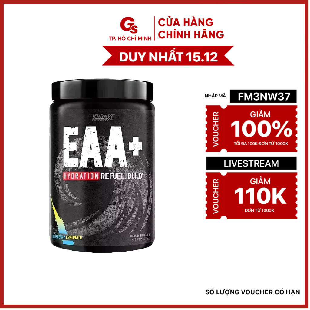Sữa phục hồi và phát triển cơ bắp Nutrex EAA+ Hydration (30 Servings) nhập khẩu Mỹ - Gymstore
