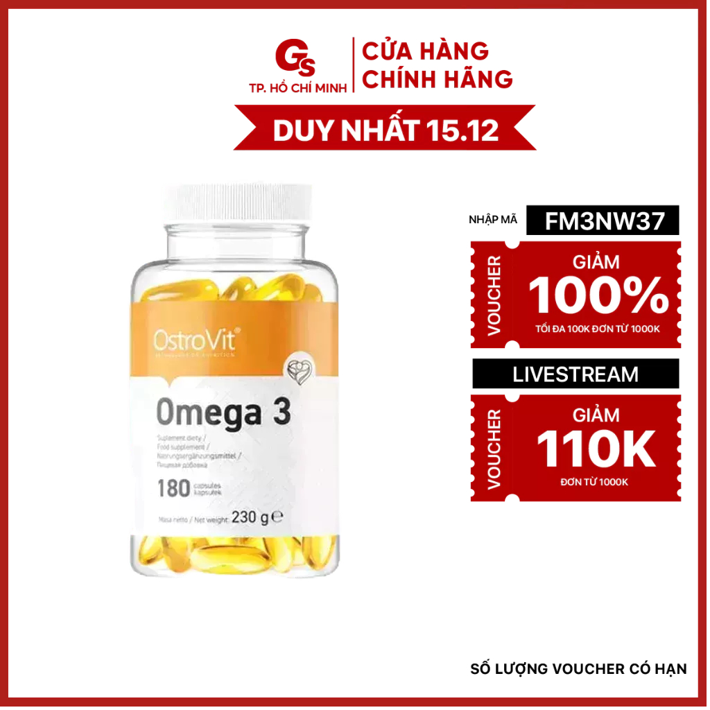 Viên uống dầu cá OstroVit Omega 3 1000 mg nhập khẩu Ba Lan cung cấp chất béo, có lợi cho sức khỏe