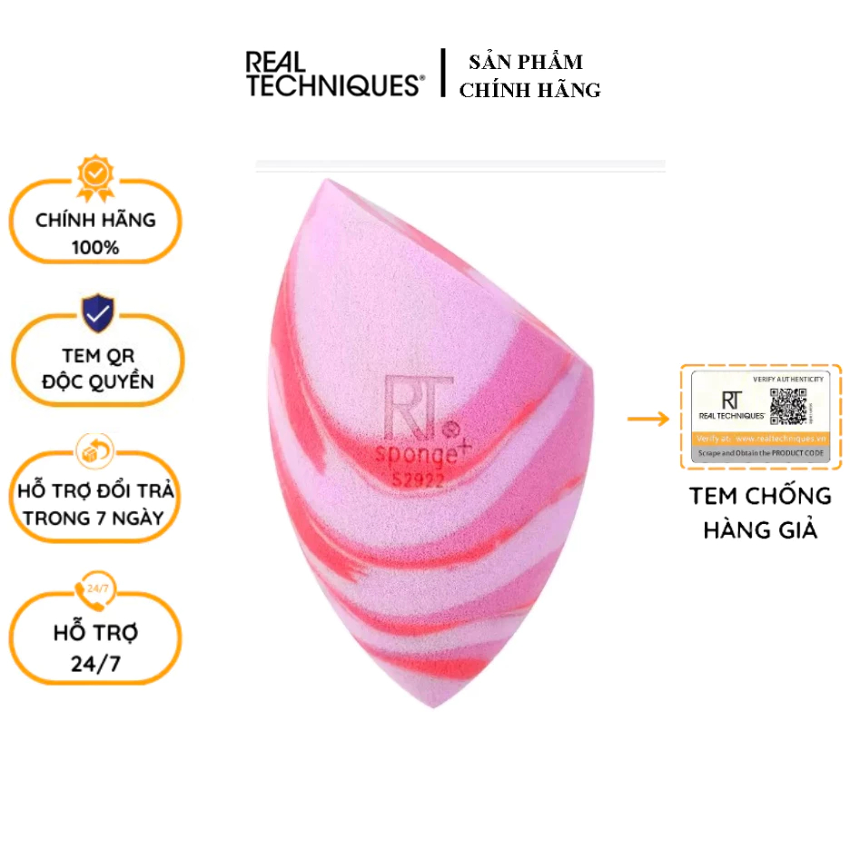 Mút Tán Nền Cao Cấp RT Real Techniques Berry Pop Miracle Complexion Sponge (Không Hộp)