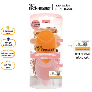 Set 2 bông mút đánh kem nền và phấn phủ real techniques