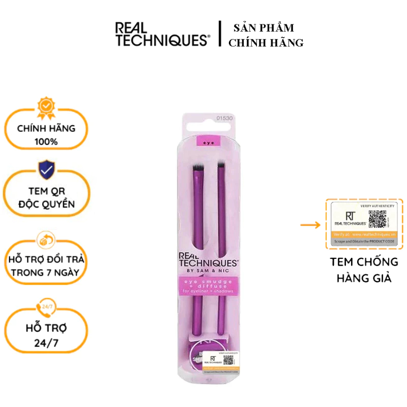 Set Cọ Mắt Real Technique Smudge & Diffuse Eyeshadow Makeup Brush Set