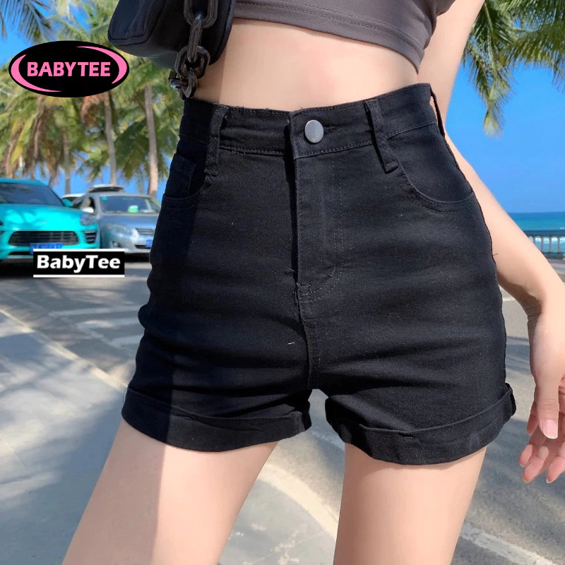 Quần SHORT LẬT LAI Nữ Lưng Cao Tôn Dáng Chất Jean Kaki, Vải Dày Đẹp Cao Cấp