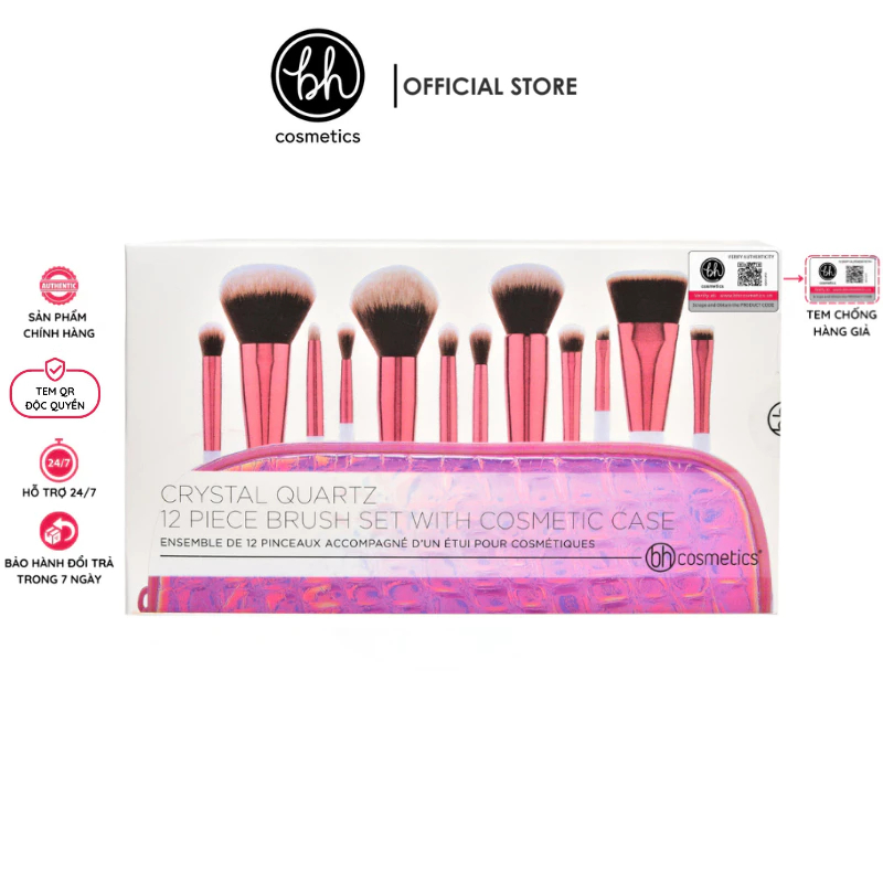 Bộ Cọ Trang Điểm Bh Cosmetics Crystal Quartz 12 Piece Brush Set
