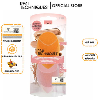 Set 2 mút cam tán nền và mút hồng phủ phấn Real Techniques