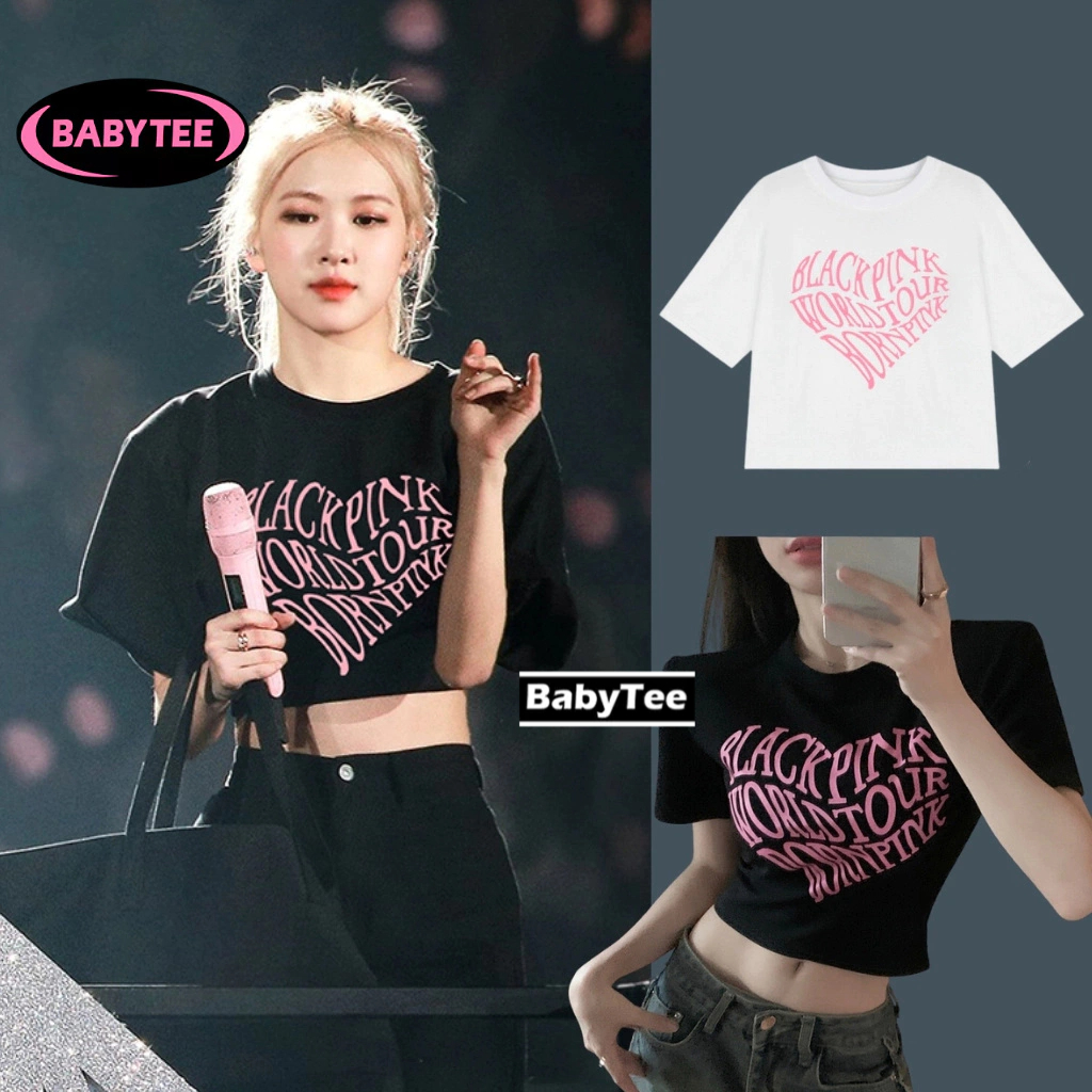 Áo Croptop ôm body nữ BORN PINK cổ tròn tay ngắn BABY TEE, Áo thun crt kiểu sexy in chất borip đẹp nhiều màu