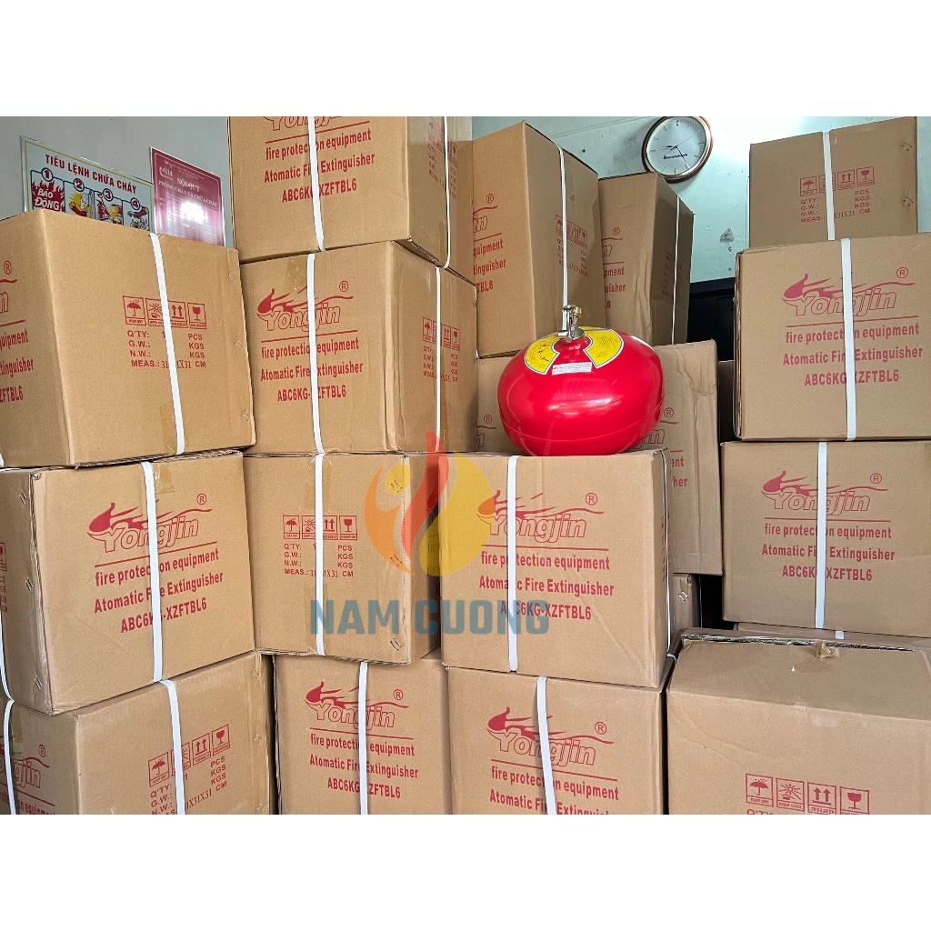 Bình cầu chữa cháy XFZTBL6 bột ABC 6 kg, chữa cháy tự động, dùng cho kho bãi nhà xưởng, đạt tiêu chuẩn pccc