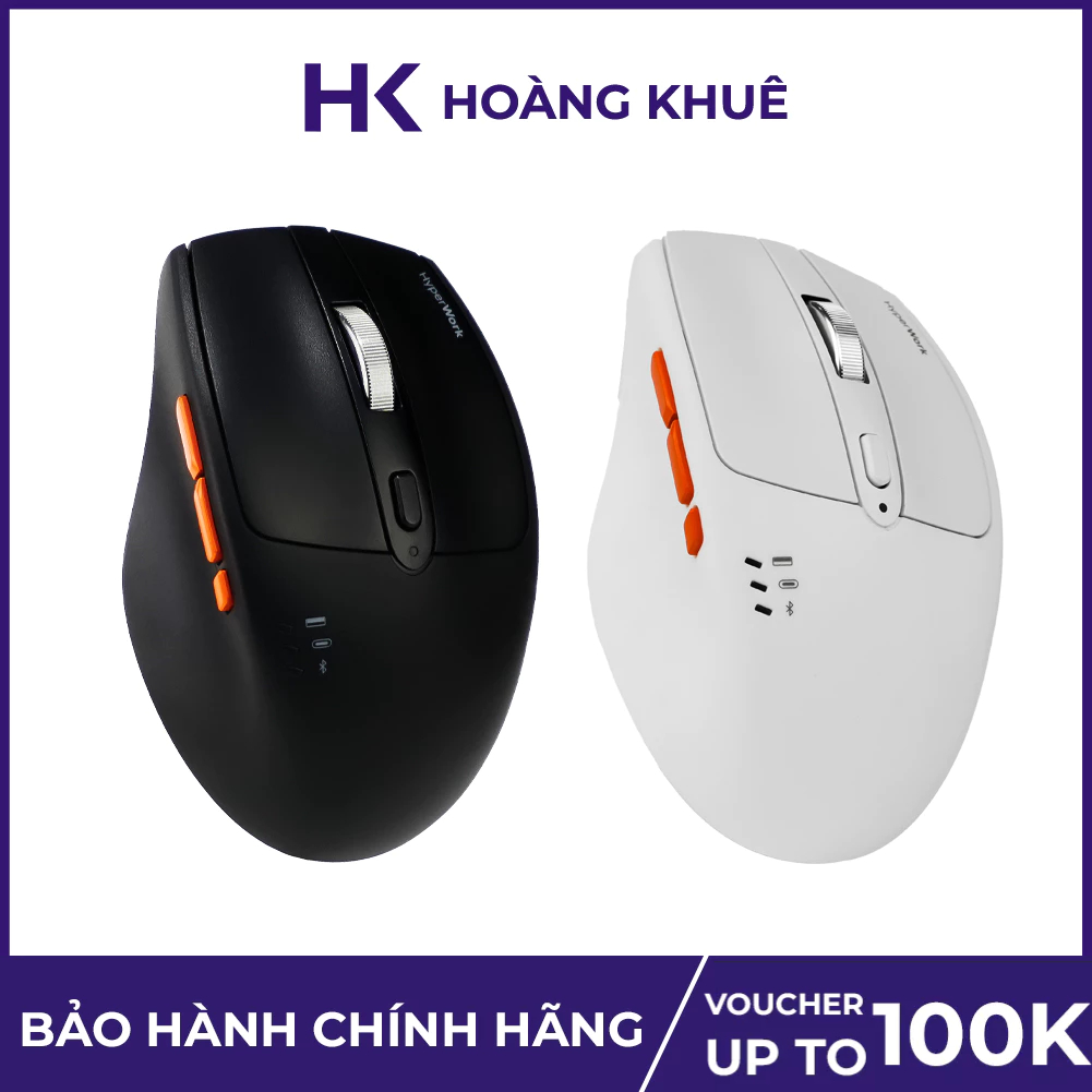 Chuột HyperWork Silentium không dây kết nối Bluetooth/Receiver thiết kế công thái học - Bảo hành chính hãng