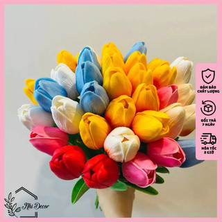 Hoa tulip giả cao cấp 34cm để bàn siêu xinh, hoa tulip giả giá rẻ, hoa tulip giả decor
