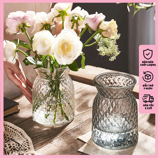 Lọ hoa thủy tinh để bàn 16cm kèm ruy băng decor trang trí, lọ hoa decor, lọ hoa để bàn, lọ hoa đẹp, bình hoa thủy tinh
