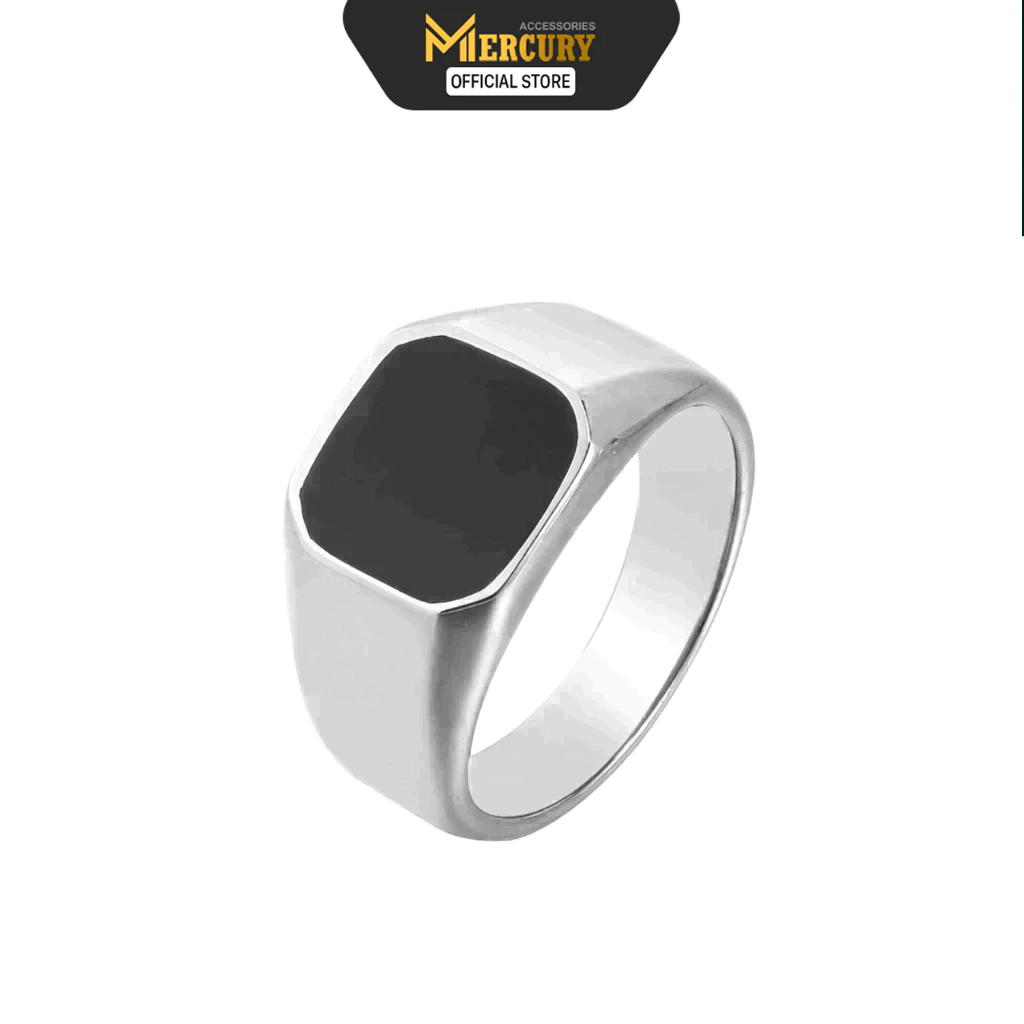 Nhẫn thời trang nam Titan vĩnh cửu cao cấp Mercury Square Signet