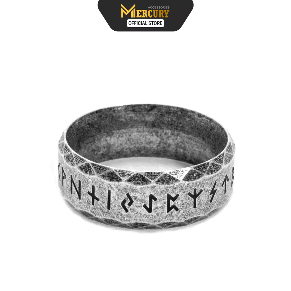 Nhẫn nam Titan vĩnh cửu Mercury cổ ngữ Rune