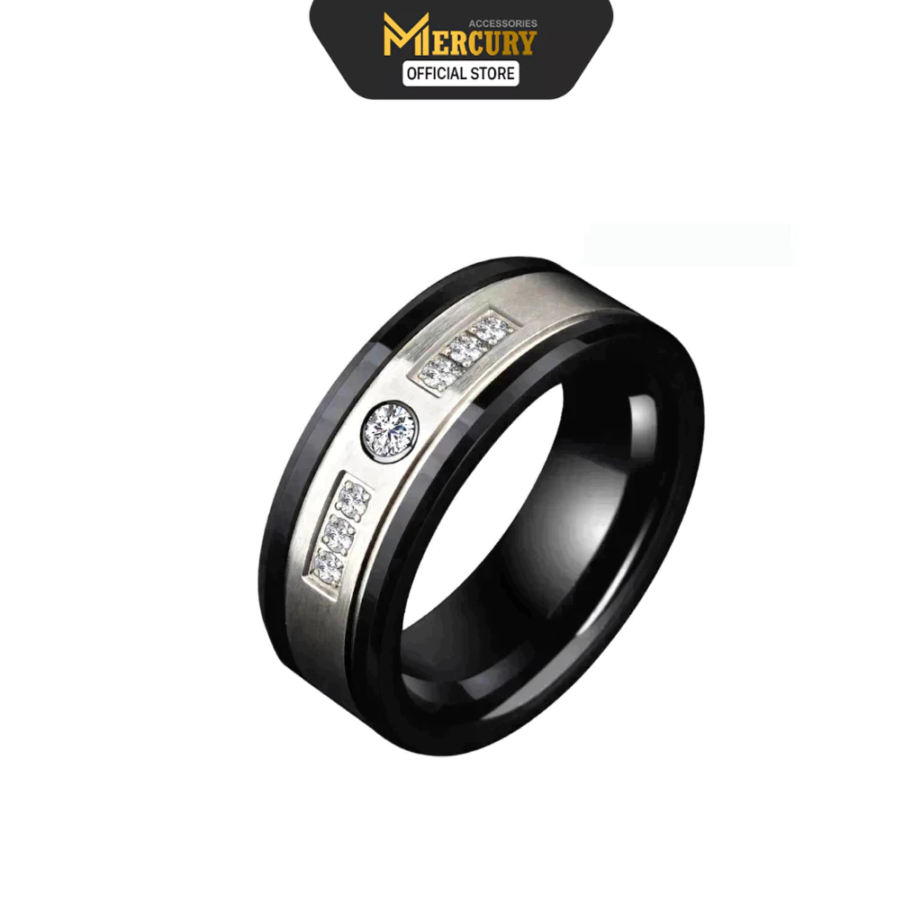 Nhẫn thời trang nam Titan vĩnh cửu Mercury Black CZ