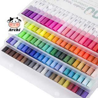 Bộ 12 Bút brush, viết calligraphy, bút dạ màu marker trang trí sổ bullet journal văn phòng phẩm Fin