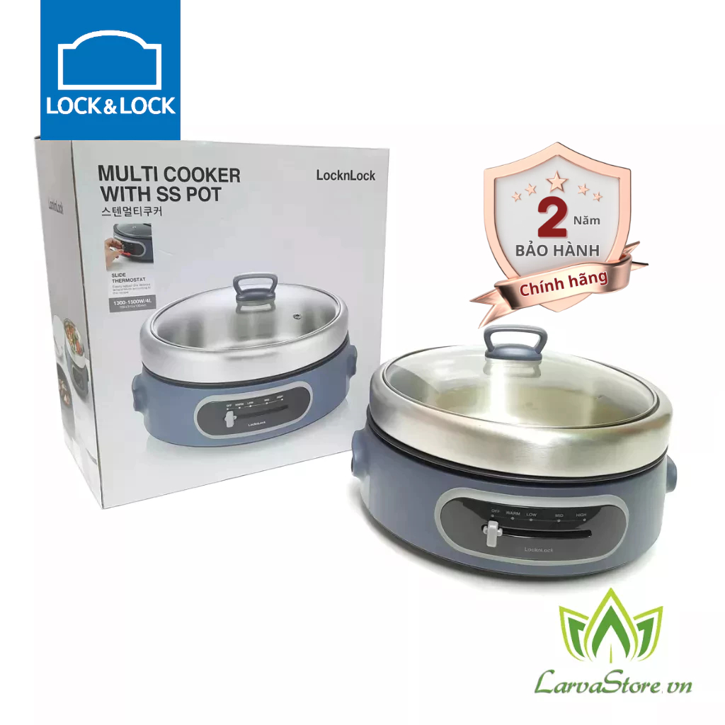 Nồi Lẩu Điện Chính Hãng Lock&Lock 4 Lít Kèm Khay Nướng Multi Cooker EJP542