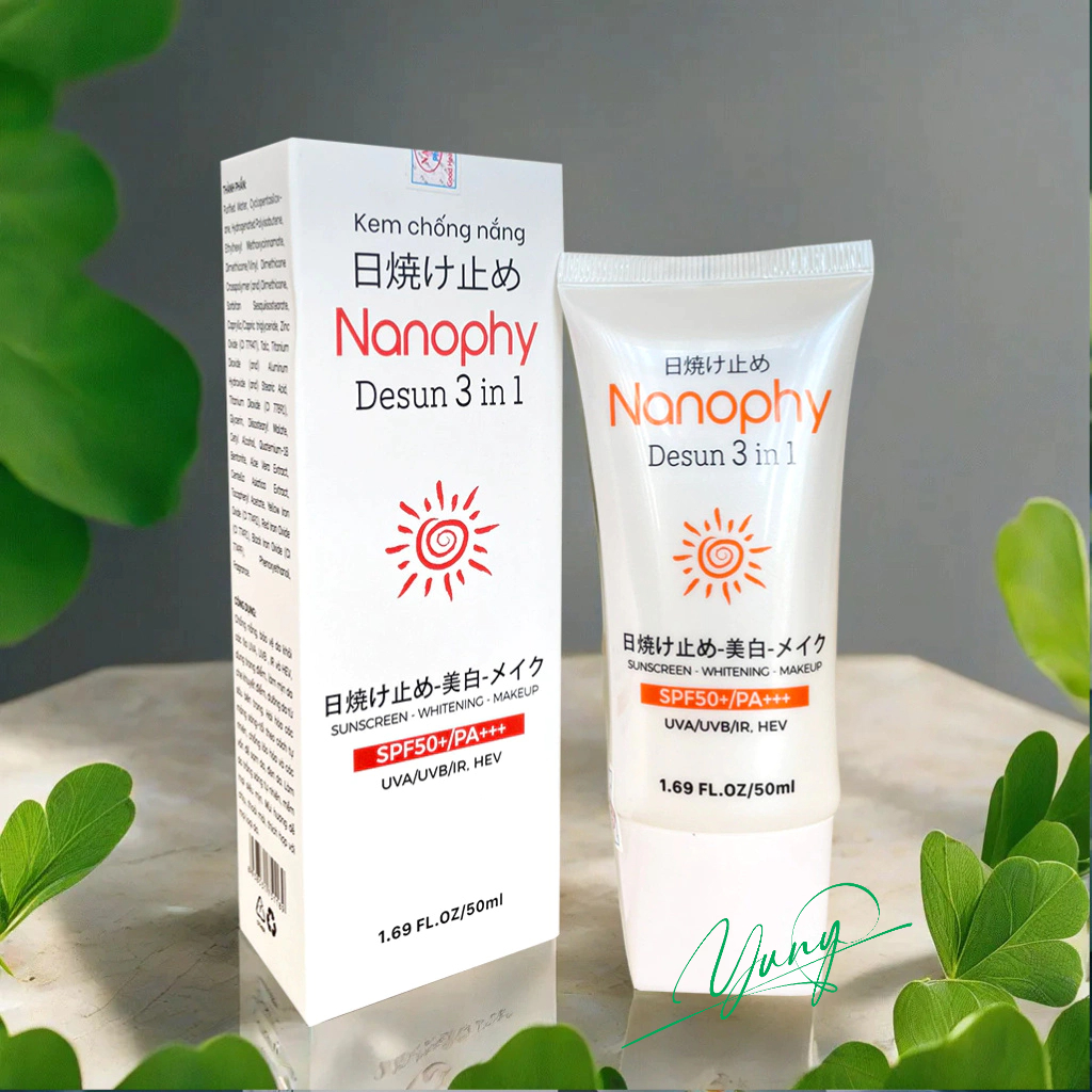 Kem Chống Nắng Trang Điểm Cho Da Mụn, Da Dầu Nanophy Desun SPF 50+ 3 in 1
