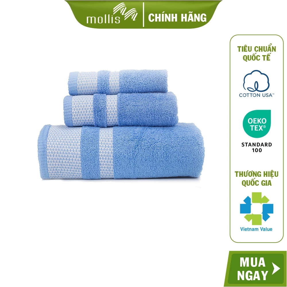 Khăn Mặt Khăn Gội Đầu Cotton Mollis FM1K 40x80cm