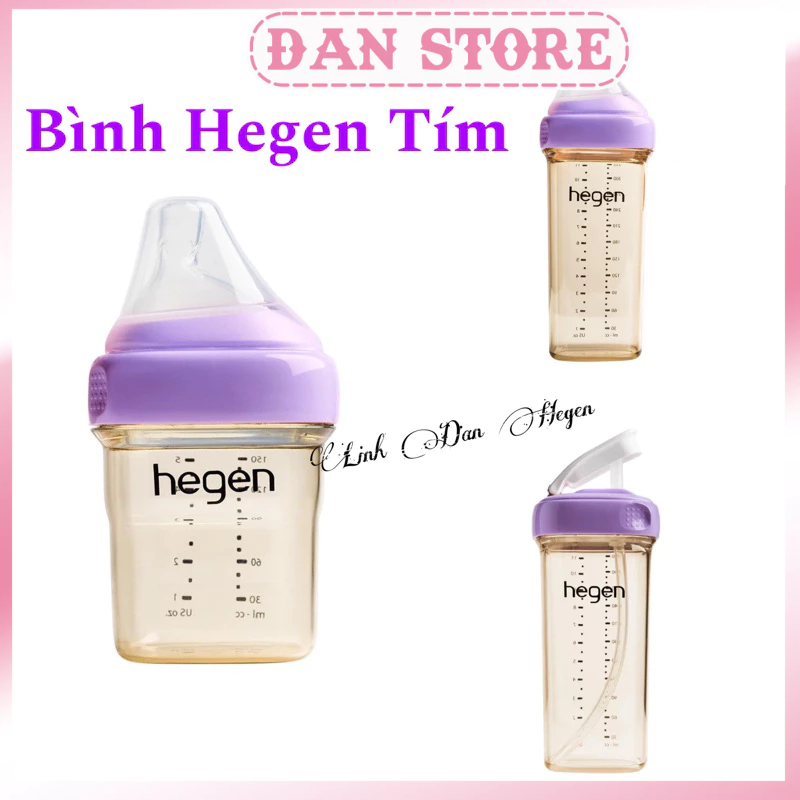 Bình Sữa Hegen màu tím 150 240 330ml chính hãng. Bình hegen màu tím