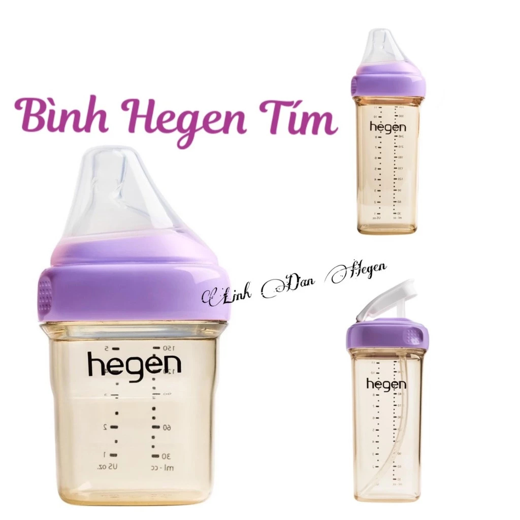 Bình Sữa Hegen màu tím 150 240 330ml chính hãng. Bình hegen màu tím