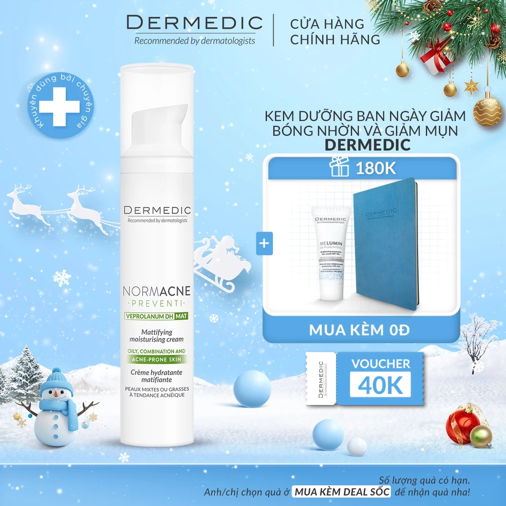 Kem Dưỡng Ẩm Ban Ngày Giảm Dầu Mụn Dermedic Normacne Mattifying Moisturising Cream 40ml