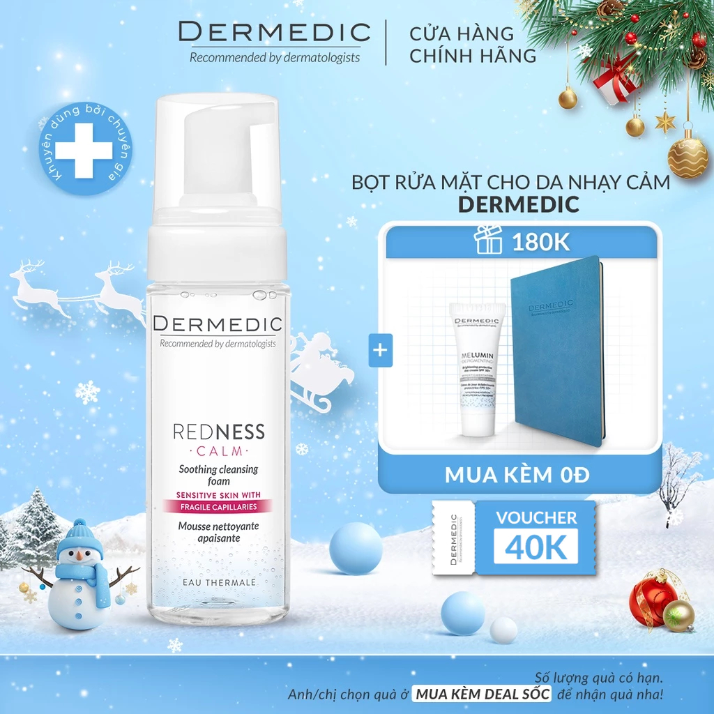 Bọt rửa mặt dành cho da nhạy cảm Dermedic Redness Soothing Cleansing Foam 170ml
