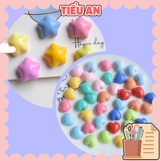 Charm slime/ dụng cụ charm trang trí ngôi sao & trái tim màu pastel