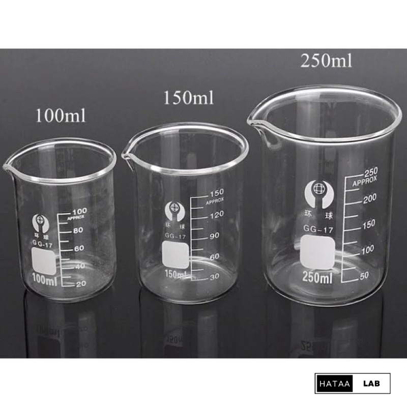 Beaker/ cốc chịu nhiệt thuỷ tinh, chia vạch 100ml,250ml, 300ml,500ml