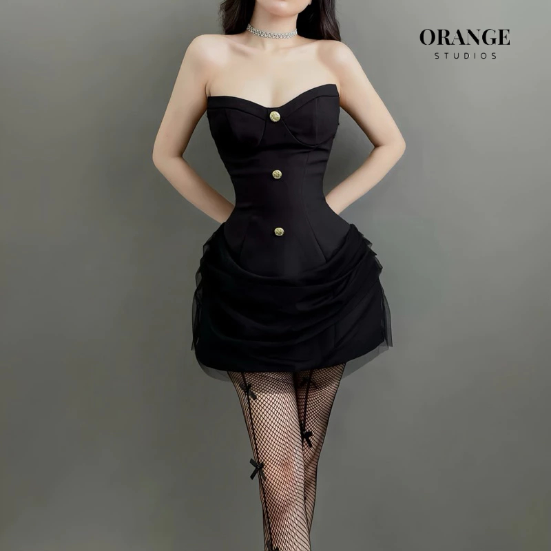 HÌNH THẬT - Blackie Dress - Đầm Thiết Kế Cúp Ngực Phối Lưới